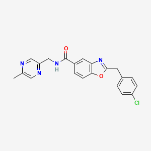 molecular formula C21H17ClN4O2 B5154294 2-(4-chlorobenzyl)-N-[(5-methyl-2-pyrazinyl)methyl]-1,3-benzoxazole-5-carboxamide 