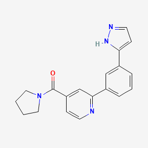 molecular formula C19H18N4O B5154304 2-[3-(1H-pyrazol-3-yl)phenyl]-4-(1-pyrrolidinylcarbonyl)pyridine 