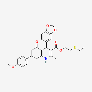 molecular formula C29H31NO6S B5154308 2-(ethylthio)ethyl 4-(1,3-benzodioxol-5-yl)-7-(4-methoxyphenyl)-2-methyl-5-oxo-1,4,5,6,7,8-hexahydro-3-quinolinecarboxylate 
