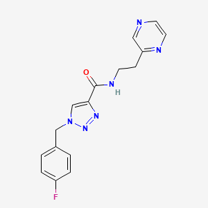 molecular formula C16H15FN6O B5154348 1-(4-fluorobenzyl)-N-[2-(2-pyrazinyl)ethyl]-1H-1,2,3-triazole-4-carboxamide 