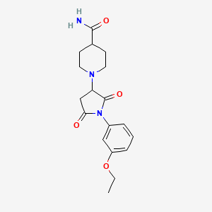 molecular formula C18H23N3O4 B5154390 1-[1-(3-ethoxyphenyl)-2,5-dioxo-3-pyrrolidinyl]-4-piperidinecarboxamide 