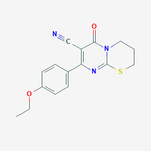 molecular formula C16H15N3O2S B5154399 8-(4-ethoxyphenyl)-6-oxo-3,4-dihydro-2H,6H-pyrimido[2,1-b][1,3]thiazine-7-carbonitrile 