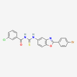molecular formula C21H13BrClN3O2S B5154414 N-({[2-(4-bromophenyl)-1,3-benzoxazol-5-yl]amino}carbonothioyl)-3-chlorobenzamide 