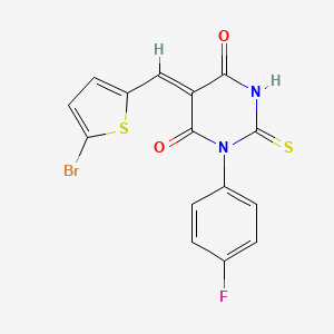 5-[(5-bromo-2-thienyl)methylene]-1-(4-fluorophenyl)-2-thioxodihydro-4,6(1H,5H)-pyrimidinedione
