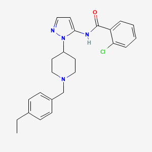 molecular formula C24H27ClN4O B5154471 2-chloro-N-{1-[1-(4-ethylbenzyl)-4-piperidinyl]-1H-pyrazol-5-yl}benzamide 