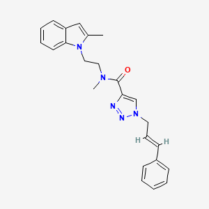 molecular formula C24H25N5O B5154476 N-methyl-N-[2-(2-methyl-1H-indol-1-yl)ethyl]-1-[(2E)-3-phenyl-2-propen-1-yl]-1H-1,2,3-triazole-4-carboxamide 