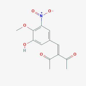 molecular formula C13H13NO6 B051545 3-(3-Hydroxy-4-methoxy-5-nitrobenzylidene)-2,4-pentanedione CAS No. 118724-88-2