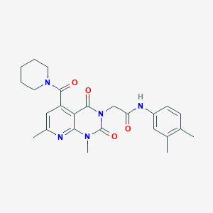 molecular formula C25H29N5O4 B5154536 2-[1,7-dimethyl-2,4-dioxo-5-(1-piperidinylcarbonyl)-1,4-dihydropyrido[2,3-d]pyrimidin-3(2H)-yl]-N-(3,4-dimethylphenyl)acetamide 