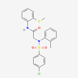 molecular formula C22H21ClN2O3S2 B5154549 N~2~-[(4-chlorophenyl)sulfonyl]-N~2~-(2-methylphenyl)-N~1~-[2-(methylthio)phenyl]glycinamide 