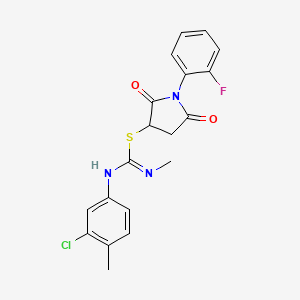 molecular formula C19H17ClFN3O2S B5154559 1-(2-fluorophenyl)-2,5-dioxo-3-pyrrolidinyl N'-(3-chloro-4-methylphenyl)-N-methylimidothiocarbamate 