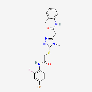molecular formula C20H19BrFN5O2S B5154593 2-[5-({2-[(4-bromo-2-fluorophenyl)amino]-2-oxoethyl}thio)-4-methyl-4H-1,2,4-triazol-3-yl]-N-(2-methylphenyl)acetamide 