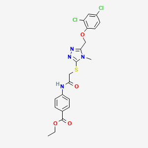 molecular formula C21H20Cl2N4O4S B5154613 ethyl 4-{[({5-[(2,4-dichlorophenoxy)methyl]-4-methyl-4H-1,2,4-triazol-3-yl}thio)acetyl]amino}benzoate 