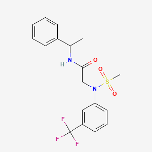 molecular formula C18H19F3N2O3S B5154640 N~2~-(methylsulfonyl)-N~1~-(1-phenylethyl)-N~2~-[3-(trifluoromethyl)phenyl]glycinamide 