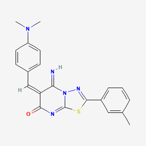 molecular formula C21H19N5OS B5154678 6-[4-(dimethylamino)benzylidene]-5-imino-2-(3-methylphenyl)-5,6-dihydro-7H-[1,3,4]thiadiazolo[3,2-a]pyrimidin-7-one 