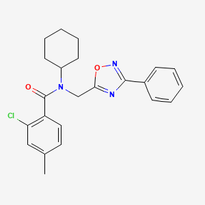 molecular formula C23H24ClN3O2 B5154714 2-chloro-N-cyclohexyl-4-methyl-N-[(3-phenyl-1,2,4-oxadiazol-5-yl)methyl]benzamide 