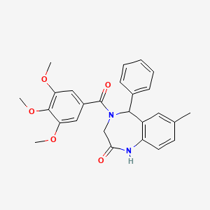 molecular formula C26H26N2O5 B5154717 7-methyl-5-phenyl-4-(3,4,5-trimethoxybenzoyl)-1,3,4,5-tetrahydro-2H-1,4-benzodiazepin-2-one 