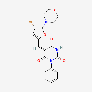 molecular formula C19H16BrN3O5 B5154871 5-{[4-bromo-5-(4-morpholinyl)-2-furyl]methylene}-1-phenyl-2,4,6(1H,3H,5H)-pyrimidinetrione 