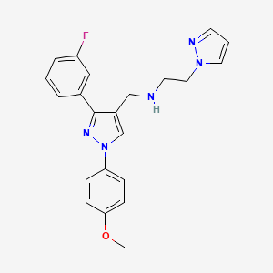 molecular formula C22H22FN5O B5154891 N-{[3-(3-fluorophenyl)-1-(4-methoxyphenyl)-1H-pyrazol-4-yl]methyl}-2-(1H-pyrazol-1-yl)ethanamine 