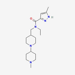 molecular formula C19H33N5O B5154934 N-ethyl-5-methyl-N-[(1'-methyl-1,4'-bipiperidin-4-yl)methyl]-1H-pyrazole-3-carboxamide 