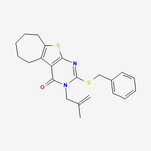 molecular formula C22H24N2OS2 B5154940 2-(benzylthio)-3-(2-methyl-2-propen-1-yl)-3,5,6,7,8,9-hexahydro-4H-cyclohepta[4,5]thieno[2,3-d]pyrimidin-4-one 
