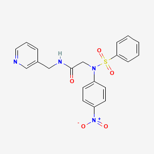 molecular formula C20H18N4O5S B5154964 N~2~-(4-nitrophenyl)-N~2~-(phenylsulfonyl)-N~1~-(3-pyridinylmethyl)glycinamide 
