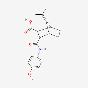 molecular formula C19H23NO4 B5155003 3-{[(4-methoxyphenyl)amino]carbonyl}-7-(1-methylethylidene)bicyclo[2.2.1]heptane-2-carboxylic acid 