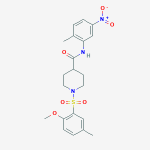 molecular formula C21H25N3O6S B5155013 1-[(2-methoxy-5-methylphenyl)sulfonyl]-N-(2-methyl-5-nitrophenyl)-4-piperidinecarboxamide 