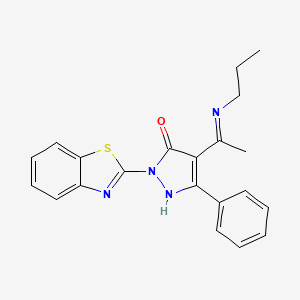 molecular formula C21H20N4OS B5155058 2-(1,3-benzothiazol-2-yl)-5-phenyl-4-[1-(propylamino)ethylidene]-2,4-dihydro-3H-pyrazol-3-one 