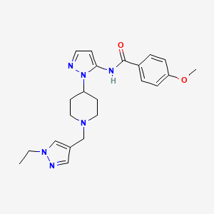 molecular formula C22H28N6O2 B5155071 N-(1-{1-[(1-ethyl-1H-pyrazol-4-yl)methyl]-4-piperidinyl}-1H-pyrazol-5-yl)-4-methoxybenzamide 