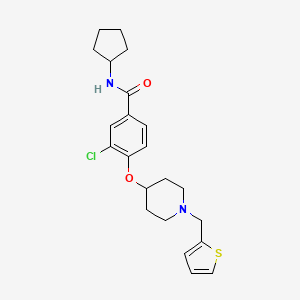 molecular formula C22H27ClN2O2S B5155076 3-chloro-N-cyclopentyl-4-{[1-(2-thienylmethyl)-4-piperidinyl]oxy}benzamide 