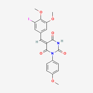 molecular formula C20H17IN2O6 B5155096 5-(3-iodo-4,5-dimethoxybenzylidene)-1-(4-methoxyphenyl)-2,4,6(1H,3H,5H)-pyrimidinetrione 
