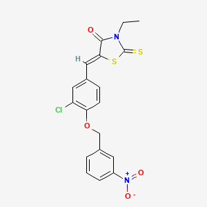 molecular formula C19H15ClN2O4S2 B5155133 5-{3-chloro-4-[(3-nitrobenzyl)oxy]benzylidene}-3-ethyl-2-thioxo-1,3-thiazolidin-4-one 