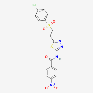 molecular formula C17H13ClN4O5S2 B5155149 N-(5-{2-[(4-chlorophenyl)sulfonyl]ethyl}-1,3,4-thiadiazol-2-yl)-4-nitrobenzamide 