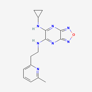 molecular formula C15H17N7O B5155150 N-cyclopropyl-N'-[2-(6-methyl-2-pyridinyl)ethyl][1,2,5]oxadiazolo[3,4-b]pyrazine-5,6-diamine 