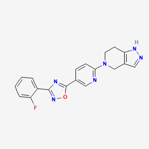 molecular formula C19H15FN6O B5155194 5-{5-[3-(2-fluorophenyl)-1,2,4-oxadiazol-5-yl]-2-pyridinyl}-4,5,6,7-tetrahydro-1H-pyrazolo[4,3-c]pyridine 