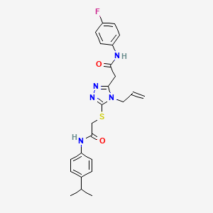 molecular formula C24H26FN5O2S B5155219 2-[(4-allyl-5-{2-[(4-fluorophenyl)amino]-2-oxoethyl}-4H-1,2,4-triazol-3-yl)thio]-N-(4-isopropylphenyl)acetamide 