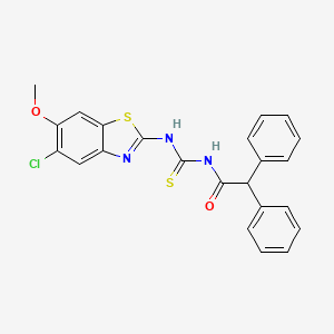 molecular formula C23H18ClN3O2S2 B5155226 N-{[(5-chloro-6-methoxy-1,3-benzothiazol-2-yl)amino]carbonothioyl}-2,2-diphenylacetamide 
