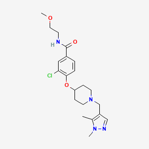 molecular formula C21H29ClN4O3 B5155241 3-chloro-4-({1-[(1,5-dimethyl-1H-pyrazol-4-yl)methyl]-4-piperidinyl}oxy)-N-(2-methoxyethyl)benzamide 