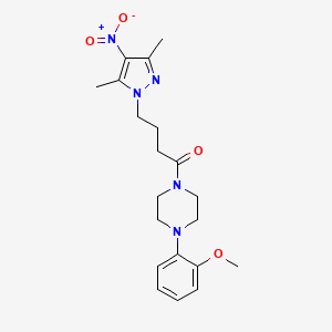 molecular formula C20H27N5O4 B5155270 1-[4-(3,5-dimethyl-4-nitro-1H-pyrazol-1-yl)butanoyl]-4-(2-methoxyphenyl)piperazine 
