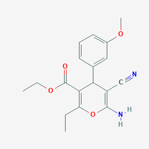 molecular formula C18H20N2O4 B5155282 ethyl 6-amino-5-cyano-2-ethyl-4-(3-methoxyphenyl)-4H-pyran-3-carboxylate 