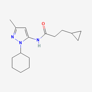 molecular formula C16H25N3O B5155289 N-(1-cyclohexyl-3-methyl-1H-pyrazol-5-yl)-3-cyclopropylpropanamide 