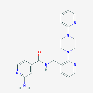 molecular formula C21H23N7O B5155300 2-amino-N-({2-[4-(2-pyridinyl)-1-piperazinyl]-3-pyridinyl}methyl)isonicotinamide 