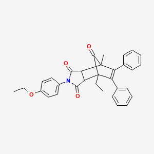molecular formula C32H29NO4 B5155329 4-(4-ethoxyphenyl)-1-ethyl-7-methyl-8,9-diphenyl-4-azatricyclo[5.2.1.0~2,6~]dec-8-ene-3,5,10-trione 