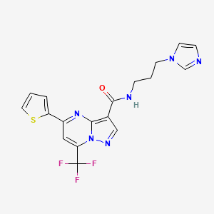 molecular formula C18H15F3N6OS B5155346 N-[3-(1H-imidazol-1-yl)propyl]-5-(2-thienyl)-7-(trifluoromethyl)pyrazolo[1,5-a]pyrimidine-3-carboxamide 