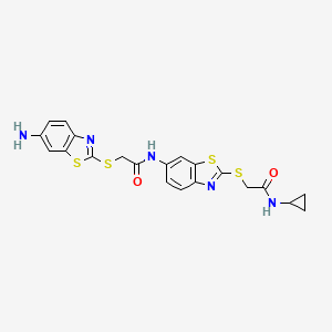 molecular formula C21H19N5O2S4 B5155352 2-[(6-amino-1,3-benzothiazol-2-yl)thio]-N-(2-{[2-(cyclopropylamino)-2-oxoethyl]thio}-1,3-benzothiazol-6-yl)acetamide 