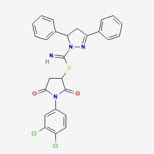 molecular formula C26H20Cl2N4O2S B5155433 1-(3,4-dichlorophenyl)-2,5-dioxo-3-pyrrolidinyl 3,5-diphenyl-4,5-dihydro-1H-pyrazole-1-carbimidothioate 