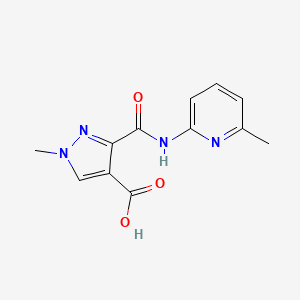molecular formula C12H12N4O3 B5155489 1-methyl-3-{[(6-methyl-2-pyridinyl)amino]carbonyl}-1H-pyrazole-4-carboxylic acid 
