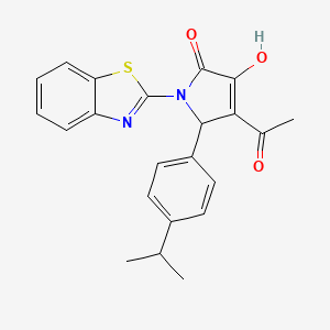 molecular formula C22H20N2O3S B5155523 4-acetyl-1-(1,3-benzothiazol-2-yl)-3-hydroxy-5-(4-isopropylphenyl)-1,5-dihydro-2H-pyrrol-2-one 
