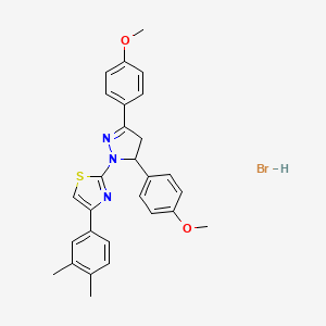 2-[3,5-bis(4-methoxyphenyl)-4,5-dihydro-1H-pyrazol-1-yl]-4-(3,4-dimethylphenyl)-1,3-thiazole hydrobromide