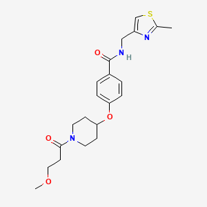 molecular formula C21H27N3O4S B5155536 4-{[1-(3-methoxypropanoyl)-4-piperidinyl]oxy}-N-[(2-methyl-1,3-thiazol-4-yl)methyl]benzamide 